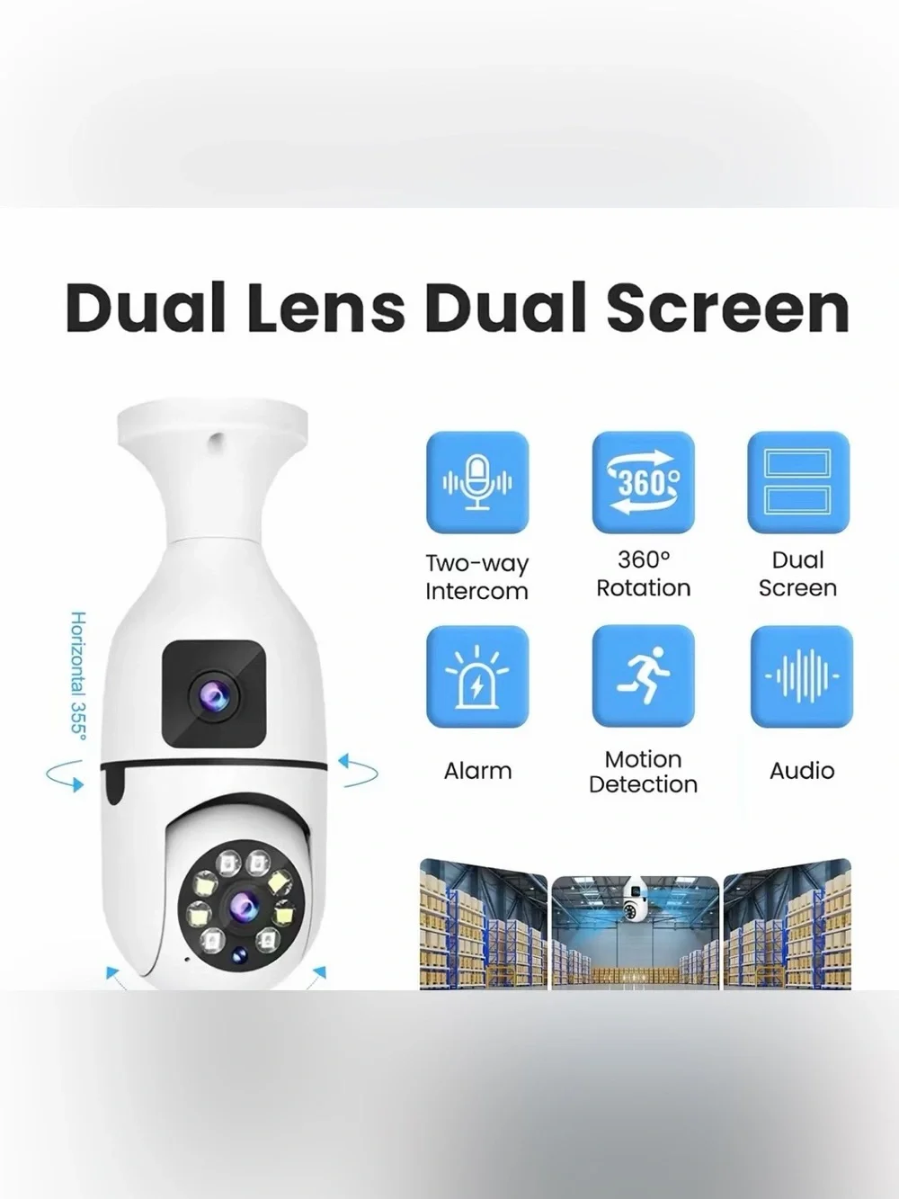 Light Bulb Security Camera with Night Vision -Indoor or Outdoor- Remote Viewing